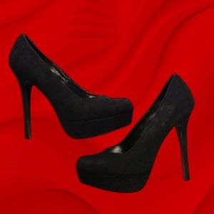 NEW TRASH Sexy Black Platform Stiletto Pumps Vegan Suede Size 9.5
